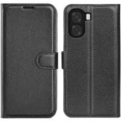 Phonesta Litchi Skin Book Wallet Case hoesje voor Oppo A6x - Zwart