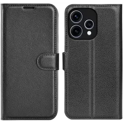 Phonesta Litchi Skin Book Wallet Case hoesje voor Oppo Reno15 - Zwart