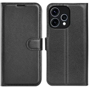 Phonesta Litchi Skin Book Wallet Case hoesje voor Oppo Reno15 - Zwart