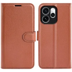 Phonesta Litchi Skin Book Wallet Case hoesje voor Oppo Reno15 Pro Max - Bruin