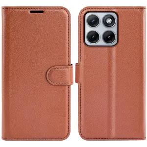 Phonesta Litchi Skin Book Wallet Case hoesje voor Motorola Edge 70 Fusion - Bruin