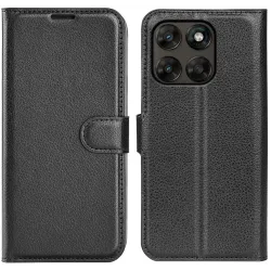 Phonesta Litchi Skin Book Wallet Case hoesje voor Motorola Moto G67/G77 - Zwart