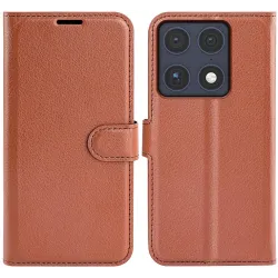 Phonesta Litchi Skin Book Wallet Case hoesje voor Motorola Signature - Bruin