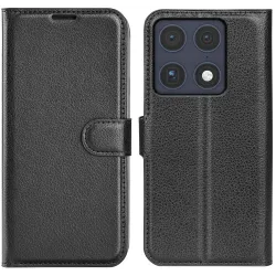 Phonesta Litchi Skin Book Wallet Case hoesje voor Motorola Signature - Zwart