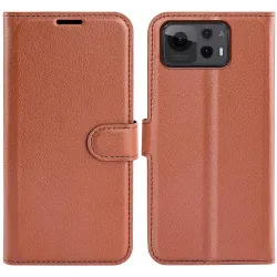 Phonesta Litchi Skin Book Wallet Case hoesje voor Asus Zenfone 12 Ultra - Bruin