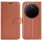 Phonesta Litchi Skin Book Wallet Case hoesje voor Oppo Find X9 Ultra - Bruin