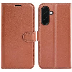 Phonesta Litchi Skin Book Wallet Case hoesje voor Samsung Galaxy A37 - Bruin