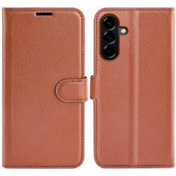 Phonesta Litchi Skin Book Wallet Case hoesje voor Samsung Galaxy A57 - Bruin