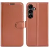 Phonesta Litchi Skin Book Wallet Case hoesje voor Samsung Galaxy S25 FE - Bruin 0