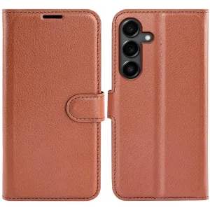 Phonesta Litchi Skin Book Wallet Case hoesje voor Samsung Galaxy S25 FE - Bruin