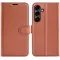 Phonesta Litchi Skin Book Wallet Case hoesje voor Samsung Galaxy S25 FE - Bruin
