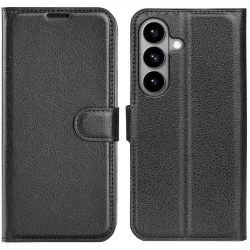 Phonesta Litchi Skin Book Wallet Case hoesje voor Samsung Galaxy S26 - Zwart