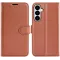 Phonesta Litchi Skin Book Wallet Case hoesje voor Samsung Galaxy S26 Plus - Bruin