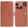 Phonesta Litchi Skin Book Wallet Case hoesje voor Nothing Phone (3) - Bruin 0