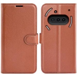 Phonesta Litchi Skin Book Wallet Case hoesje voor Nothing Phone (3a) - Bruin