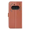 Phonesta Litchi Skin Book Wallet Case hoesje voor Nothing Phone (3a) - Bruin 2