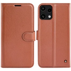 Phonesta Litchi Skin Book Wallet Case hoesje voor Nothing Phone (3a) Lite - Bruin