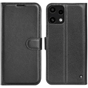 Phonesta Litchi Skin Book Wallet Case hoesje voor Nothing Phone (3a) Lite - Zwart