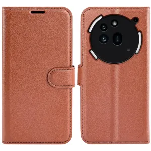 Phonesta Litchi Skin Book Wallet Case hoesje voor Nothing Phone (3a) Pro - Bruin