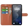 Phonesta Litchi Skin Book Wallet Case hoesje voor Nothing Phone (3a) Pro - Bruin 3