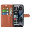 Phonesta Litchi Skin Book Wallet Case hoesje voor Nothing Phone (4a) Pro - Bruin 3