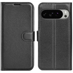 Phonesta Litchi Skin Book Wallet Case hoesje voor Google Pixel 10 Pro XL - Zwart