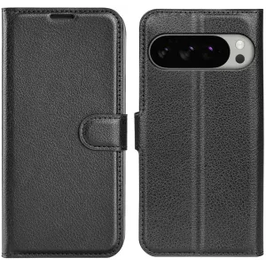 Phonesta Litchi Skin Book Wallet Case hoesje voor Google Pixel 10 Pro XL - Zwart