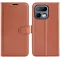 Phonesta Litchi Skin Book Wallet Case hoesje voor Realme 16 Pro - Bruin
