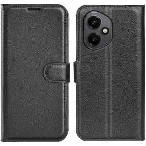 Phonesta Litchi Skin Book Wallet Case hoesje voor HONOR 400 - Zwart