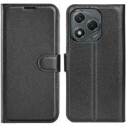 Phonesta Litchi Skin Book Wallet Case hoesje voor HONOR 400 Lite - Zwart