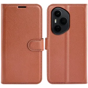 Phonesta Litchi Skin Book Wallet Case hoesje voor HONOR 400 Pro - Bruin