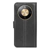 Phonesta Litchi Skin Book Wallet Case hoesje voor HONOR Magic8 Lite - Zwart 2