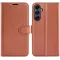 Phonesta Litchi Skin Book Wallet Case hoesje voor Samsung Galaxy A17 - Bruin