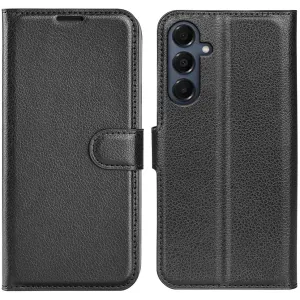 Phonesta Litchi Skin Book Wallet Case hoesje voor Samsung Galaxy A17 - Zwart