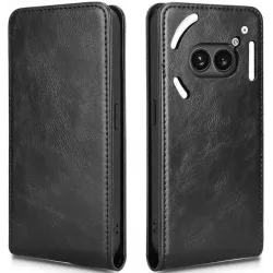 Phonesta Leather Vertical Flip Wallet Case hoesje voor Nothing Phone (2a) / (2a) Plus - Zwart