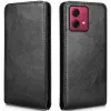 Phonesta Leather Vertical Flip Wallet Case hoesje voor Motorola Moto G84 - Zwart