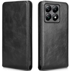 Phonesta Leather Vertical Flip Wallet Case hoesje voor Xiaomi 14T - Zwart