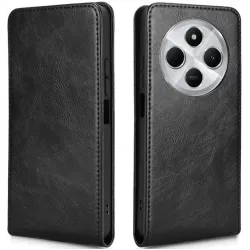 Phonesta Leather Vertical Flip Wallet Case hoesje voor Xiaomi Redmi 14C / Xiaomi Poco C75 - Zwart
