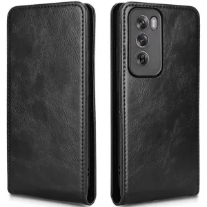 Phonesta Leather Vertical Flip Wallet Case hoesje voor Oppo Reno12 Pro - Zwart