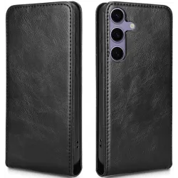 Phonesta Leather Vertical Flip Wallet Case hoesje voor Samsung Galaxy S24 FE - Zwart