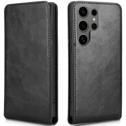 Phonesta Leather Vertical Flip Wallet Case hoesje voor Samsung Galaxy S24 Ultra - Zwart