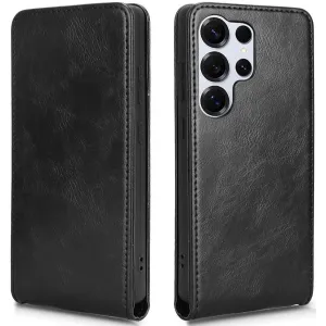 Phonesta Leather Vertical Flip Wallet Case hoesje voor Samsung Galaxy S25 Ultra - Zwart