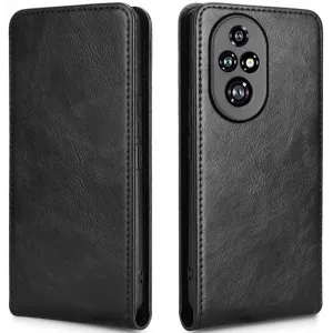 Phonesta Leather Vertical Flip Wallet Case hoesje voor HONOR 200 Pro - Zwart