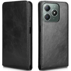 Phonesta Leather Vertical Flip Wallet Case hoesje voor Realme C63/C61 / Note 60 - Zwart