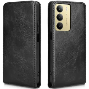 Phonesta Leather Vertical Flip Wallet Case hoesje voor Realme 14x / C75 - Zwart