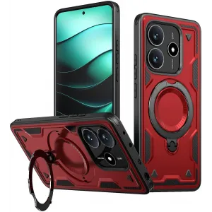 Phonesta MagLock Armor Back Cover hoesje met ring en MagSafe voor Xiaomi Redmi Note 14 5G - Rood