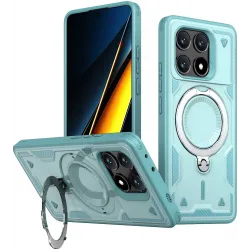 Phonesta MagLock Armor Back Cover hoesje met ring en MagSafe voor Xiaomi Poco X6 Pro - Lichtblauw