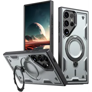 Phonesta MagLock Armor Back Cover hoesje met ring en MagSafe voor Samsung Galaxy S25 Ultra - Grijs
