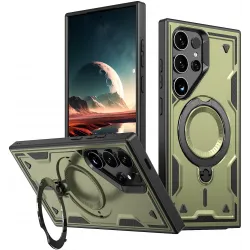 Phonesta MagLock Armor Back Cover hoesje met ring en MagSafe voor Samsung Galaxy S25 Ultra - Groen
