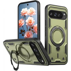 Phonesta MagLock Armor Back Cover hoesje met ring en MagSafe voor Google Pixel 9 / 9 Pro - Groen